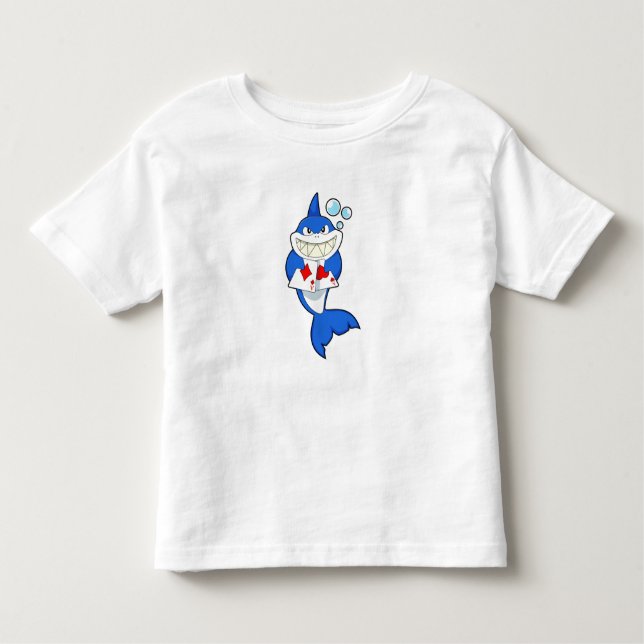 T-shirt Pour Les Tous Petits Requin au Poker avec cartes de Poker (Devant)