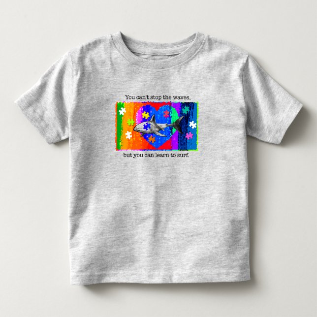T-shirt Pour Les Tous Petits Requin Autisme 2T GRIS (Devant)