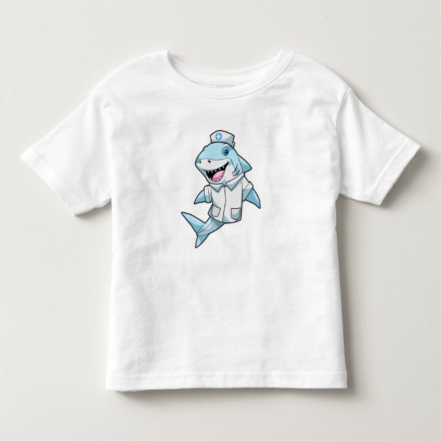 T-shirt Pour Les Tous Petits Requin comme infirmière avec manteau (Devant)