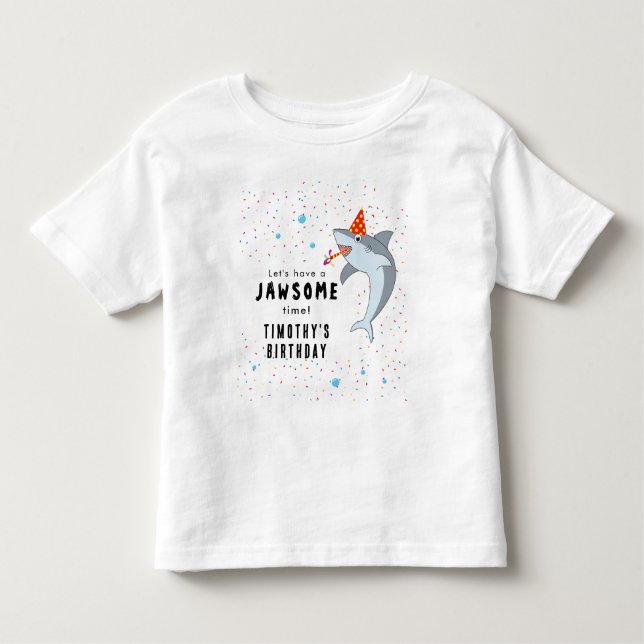 T-shirt Pour Les Tous Petits Requin mignon dans l'océan Fête d'anniversaire pou (Devant)