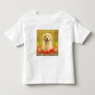 T-shirt Pour Les Tous Petits Retraité d'or dans les fleurs rouges