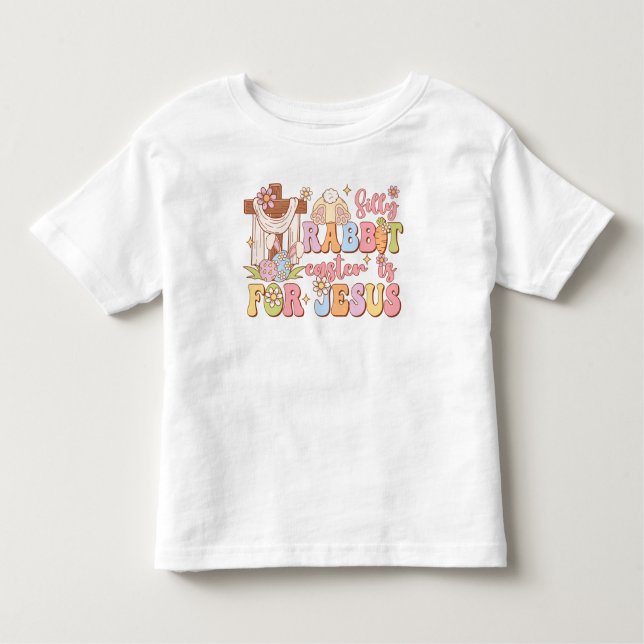 T-shirt Pour Les Tous Petits Retro Christian Silly Rabbit Pâques est pour Jésus (Devant)