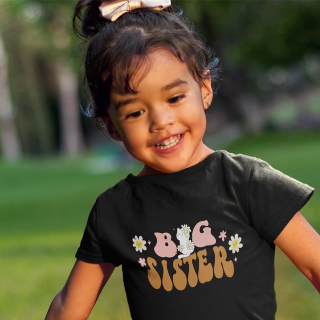 T-shirt Pour Les Tous Petits Retro Daisy Big Sister Kitten (Créateur téléchargé)