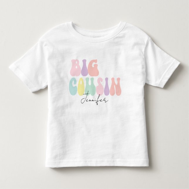 T-shirt Pour Les Tous Petits Retro personnalisé Pastel Big Cousin | Personnalis (Devant)