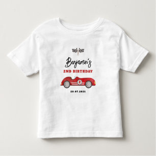 T-shirt Pour Les Tous Petits Retro Red Race Car Two Fast Boy 2e anniversaire