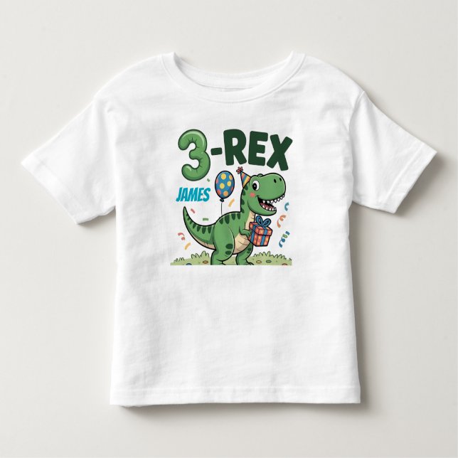 T-shirt Pour Les Tous Petits Rex Adorable Dinosaur 3e anniversaire Toddler Tee (Devant)