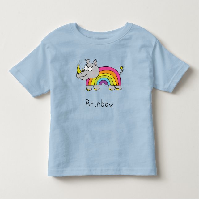 T-shirt Pour Les Tous Petits Rhino Rainbow Funny Cute Kids Rhinoceros (Devant)