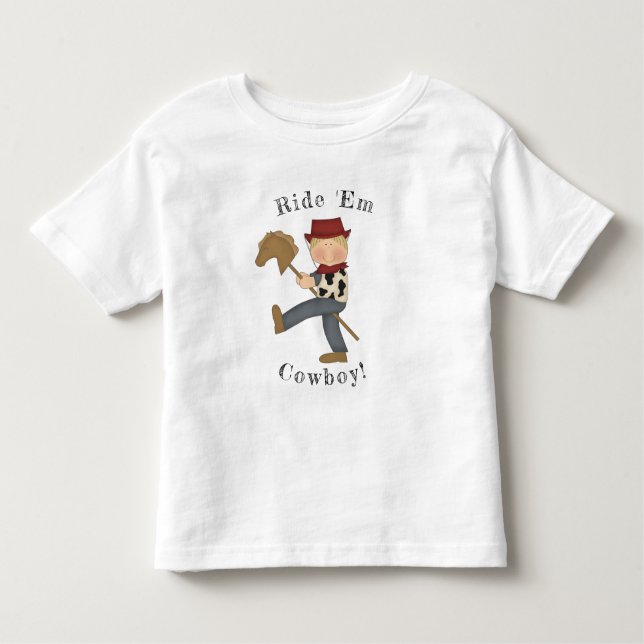 T-shirt Pour Les Tous Petits Ride 'Em Cowboy (Cheveux Blonde) (Devant)