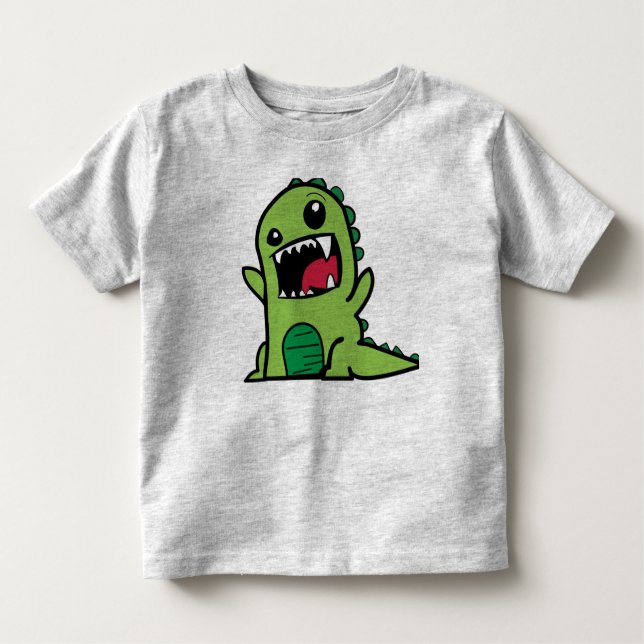 T-shirt Pour Les Tous Petits Robe de bébé dinosaure verte (Devant)