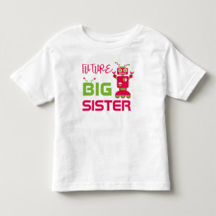 T-shirt Pour Les Tous Petits Robot Futur Grosse Soeur Enfants Rose Mignonne frè