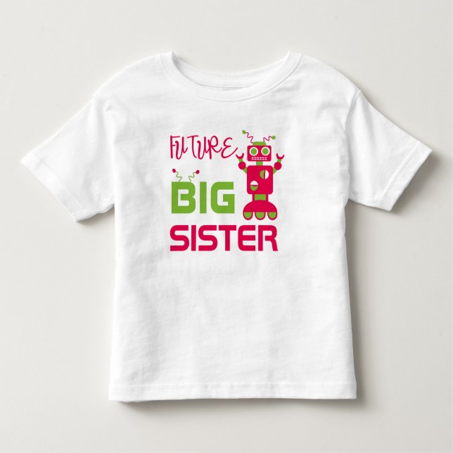 T-shirt Pour Les Tous Petits Robot Futur Grosse Soeur Enfants Rose Mignonne frè (Devant)