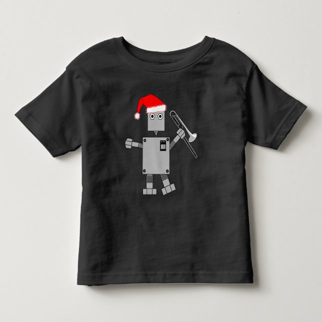 T-shirt Pour Les Tous Petits Robot Trombone Santa Hat (Devant)