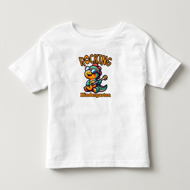 T-shirt Pour Les Tous Petits Rocking Kindergarten Dinosaur with guitar  (Devant)