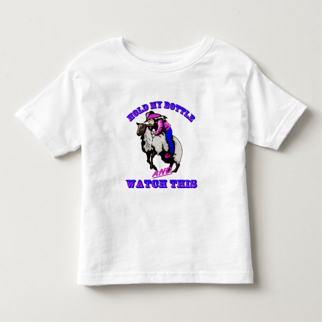 T-shirt Pour Les Tous Petits Rodeo Cowgirl Mutton Bustin" Bouteille Regardez ce (Devant)