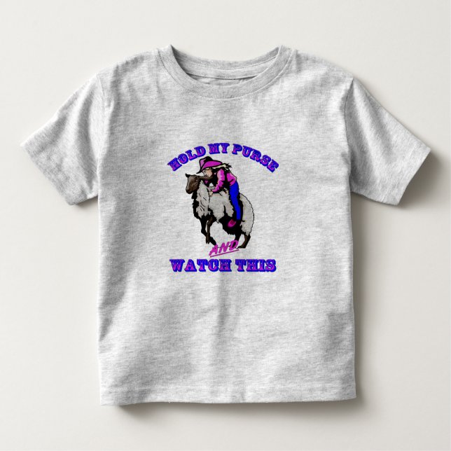 T-shirt Pour Les Tous Petits Rodeo Cowgirl Mutton Bustin" Purée Watch This (Devant)