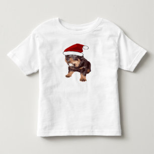 T-shirt Pour Les Tous Petits Rottweiler mignon de Noël avec chapeau rouge de Pè