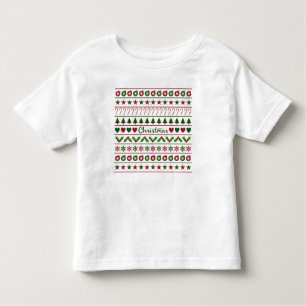 T-shirt Pour Les Tous Petits Rouge blanc de vert de motif de motifs de Noël