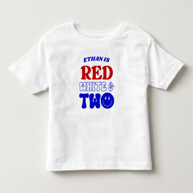 T-shirt Pour Les Tous Petits Rouge Blanc & Deux 4 juillet 2e fête d'anniversair (Devant)