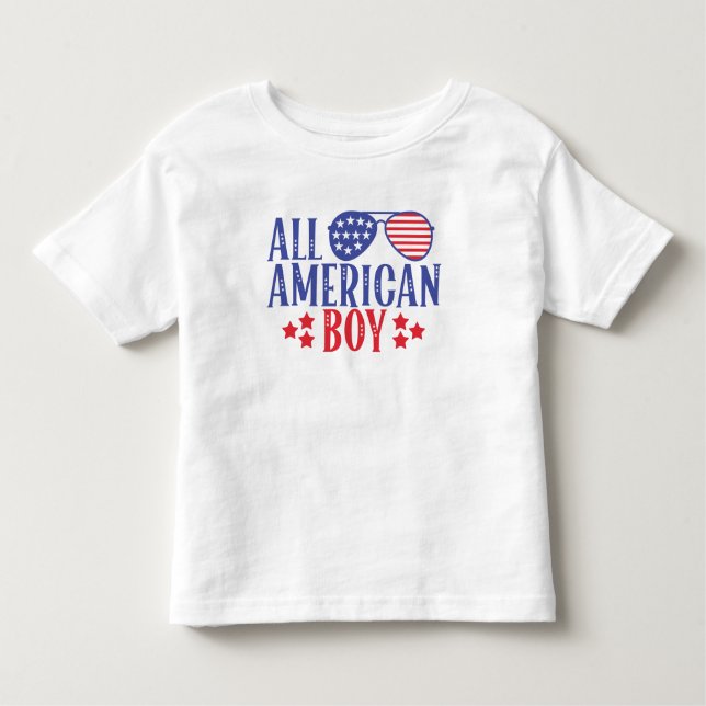 T-shirt Pour Les Tous Petits Rouge blanc et bleu tout américain garçon (Devant)