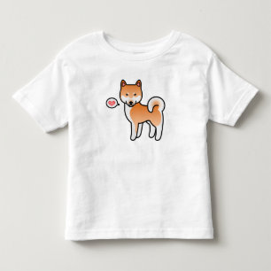 T-shirt Pour Les Tous Petits Rouge Dessin Animé Shiba Inu Amour