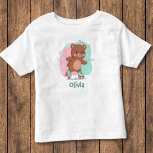 T-shirt Pour Les Tous Petits Rouleau rétro Patinage bébé ours