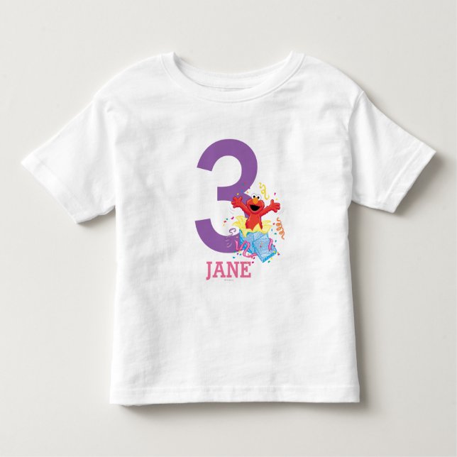 T-shirt Pour Les Tous Petits Rue Sésame | Anniversaire d'Elmo Girl (Devant)