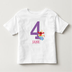 T-shirt Pour Les Tous Petits Rue Sésame   Elmo Girl's 4th Birthday