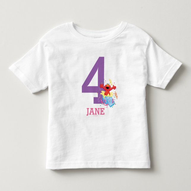 T-shirt Pour Les Tous Petits Rue Sésame | Elmo Girl's 4th Birthday (Devant)