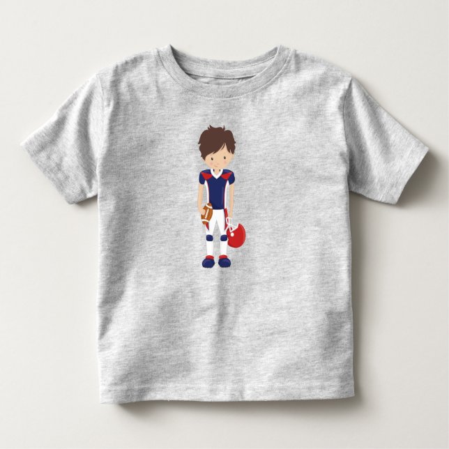 T-shirt Pour Les Tous Petits Rugby, Football Américain, Joli Garçon, Cheveux Br (Devant)