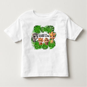 T-shirt Pour Les Tous Petits Safari amis tigre girafe zèbre singe éléphant