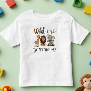 T-shirt Pour Les Tous Petits Safari Animaux Giraffe Lion Wild One