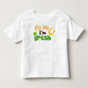 T-shirt Pour Les Tous Petits Saint Patrick's Day, Clovers, Kiss Me Je suis irla