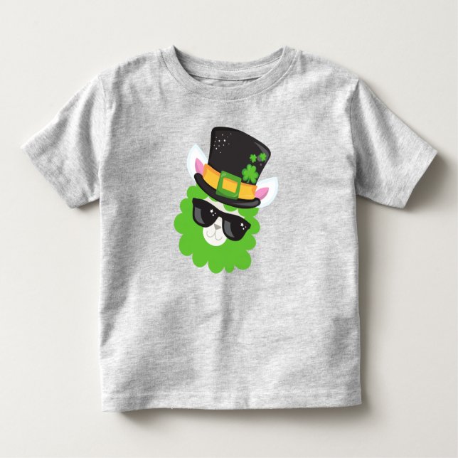 T-shirt Pour Les Tous Petits Saint Patrick's Day, Llama, Alpaca, Leprechaun Cas (Devant)