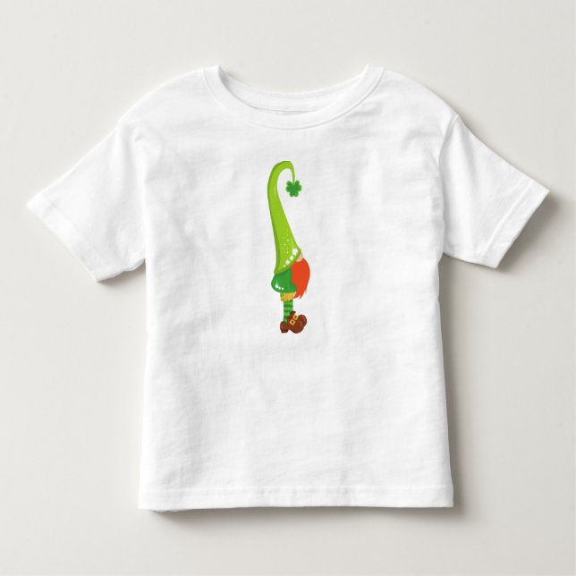 T-shirt Pour Les Tous Petits Saint Patrick's Day, Lucky Clovers, mignonne Gnome (Devant)
