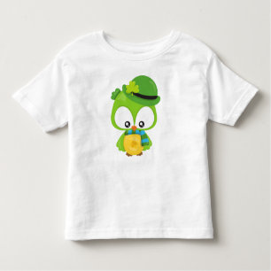 T-shirt Pour Les Tous Petits Saint Patrick's Day Owl, Clovers, Leprechaun Casqu
