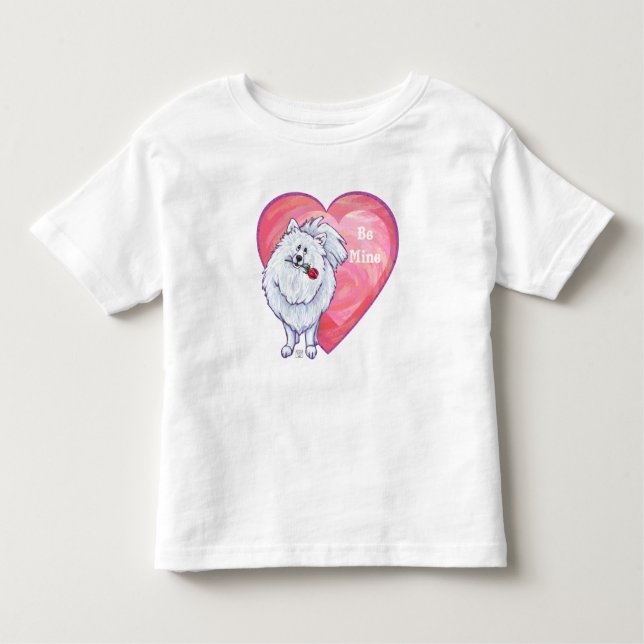 T-shirt Pour Les Tous Petits Saint Valentin Poméranie Blanche (Devant)