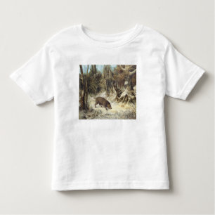 T-shirt Pour Les Tous Petits Sanglier dans la neige, signée comme Courbet