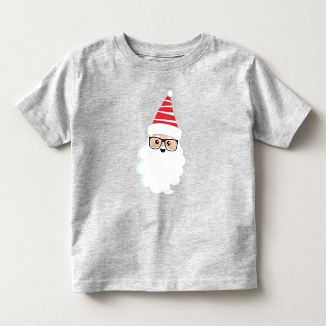 T-shirt Pour Les Tous Petits Santa Claus, Lunettes, Hipster Père Noël, Noël (Devant)
