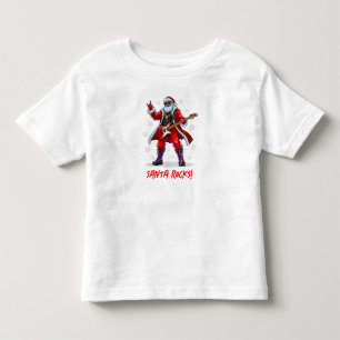 T-shirt Pour Les Tous Petits Santa Rocks ! Un drôle de Père Noël jouant de la g