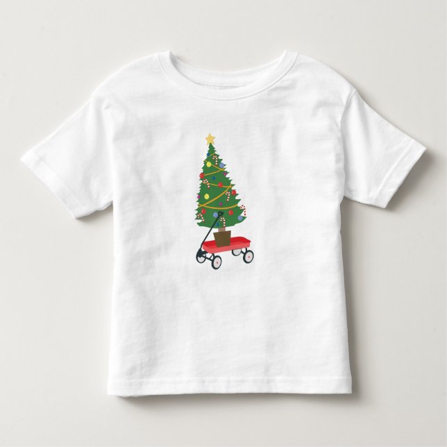 T-shirt Pour Les Tous Petits Sapin de Noël Chariot (Devant)