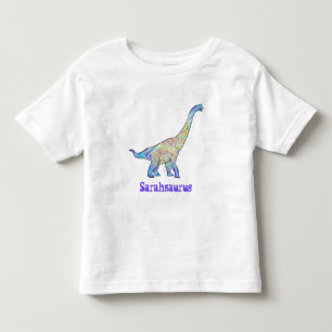 T-shirt Pour Les Tous Petits Sarah Saurus Brachiosaure Coloré Art de Dinosaure