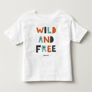 T-shirt Pour Les Tous Petits Sauvage et libre Lettres Doodle