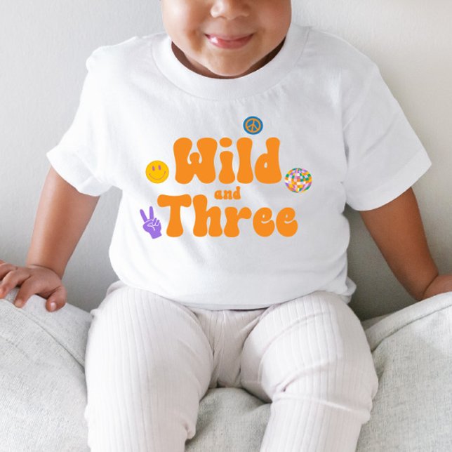 T-shirt Pour Les Tous Petits Sauvage et trois rétro 70's 3ème troisième anniver (Créateur téléchargé)