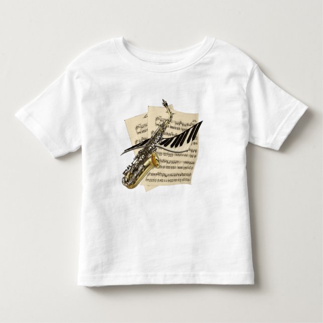 T-shirt Pour Les Tous Petits Saxophone et piano de musiciens (Devant)