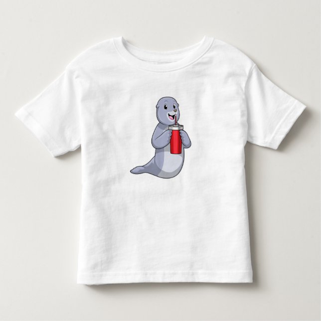 T-shirt Pour Les Tous Petits Sceau avec tasse à boire (Devant)