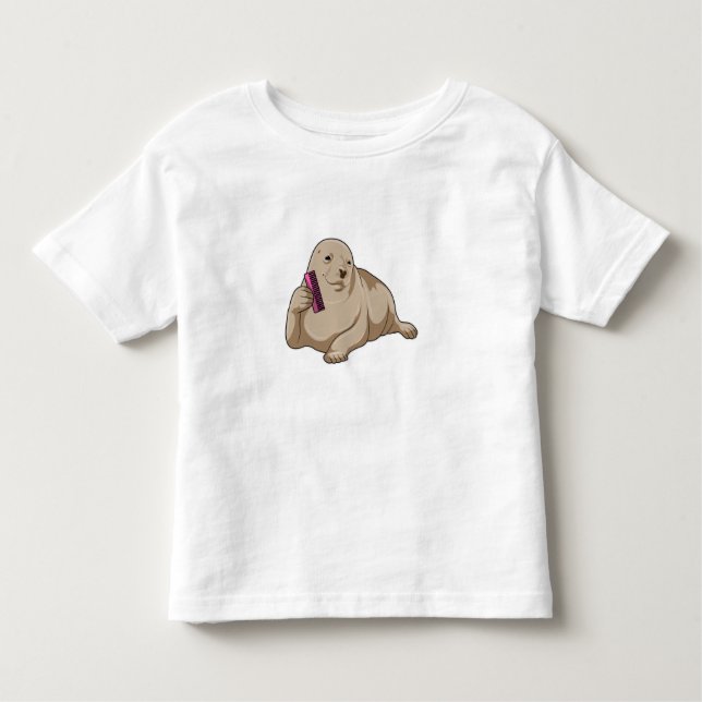 T-shirt Pour Les Tous Petits Sceau comme coiffeur avec peigne (Devant)