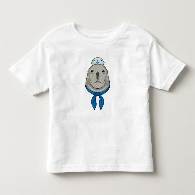 T-shirt Pour Les Tous Petits Sceller comme marin avec casquette marin (Devant)