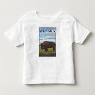 T-shirt Pour Les Tous Petits Scène de bison - le bassin fluvial de Chitina,