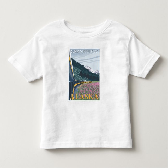 T-shirt Pour Les Tous Petits Scène de chemin de fer de l'Alaska - Grandview, (Devant)