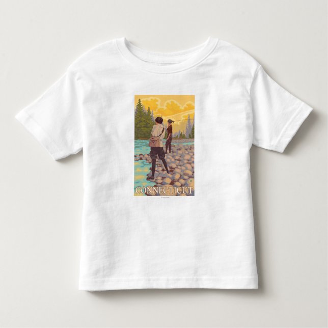T-shirt Pour Les Tous Petits Scène de pêche de mouche de ConnecticutWomen (Devant)